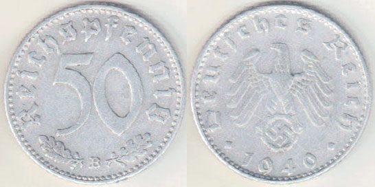 1940 B Germany 50 Pfennig A002005.